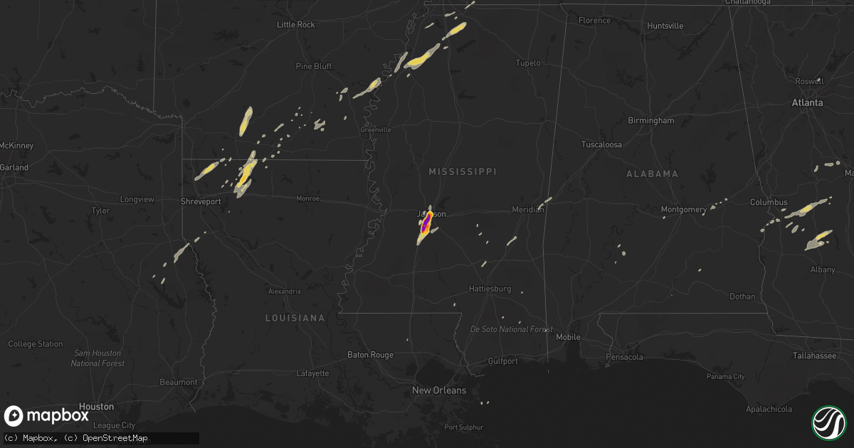 Hail map on December 24, 2015