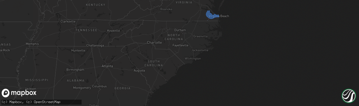 Hail map in Virginia on December 24, 2020