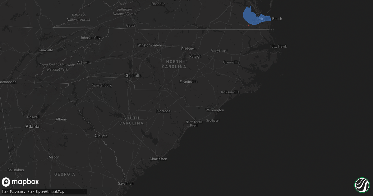 Hail map in Virginia on December 24, 2020
