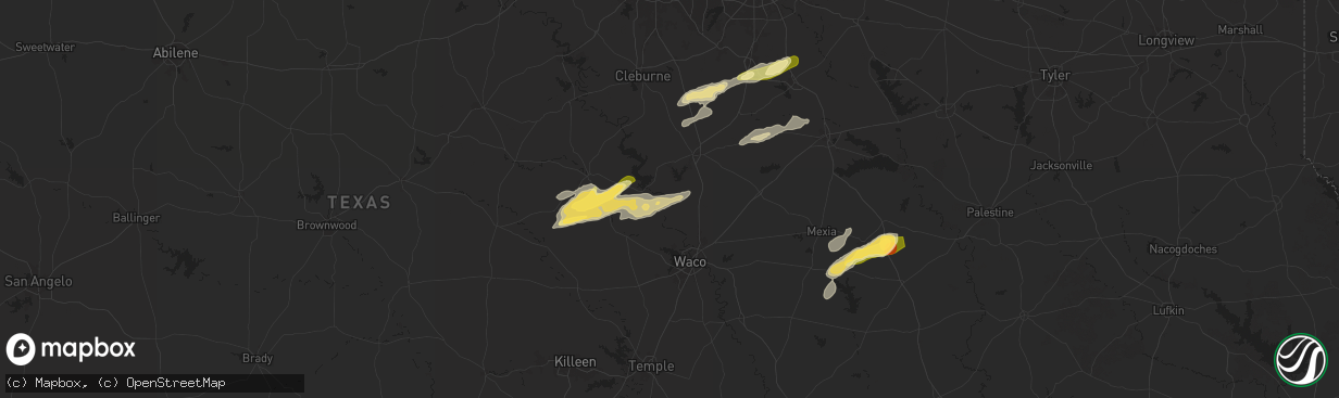 Hail map in Aquilla, TX on December 24, 2024