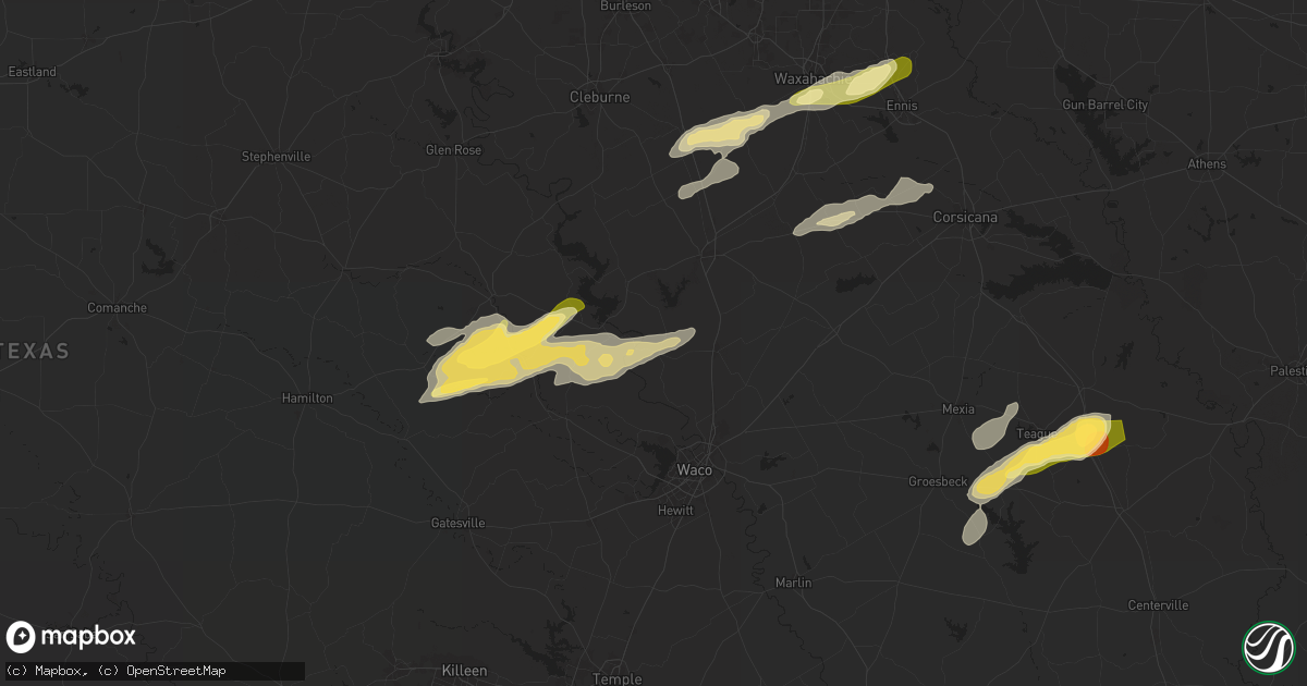 Hail map in Aquilla, TX on December 24, 2024