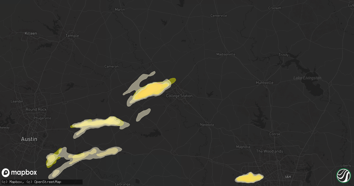 Hail map in Bryan, TX on December 24, 2024