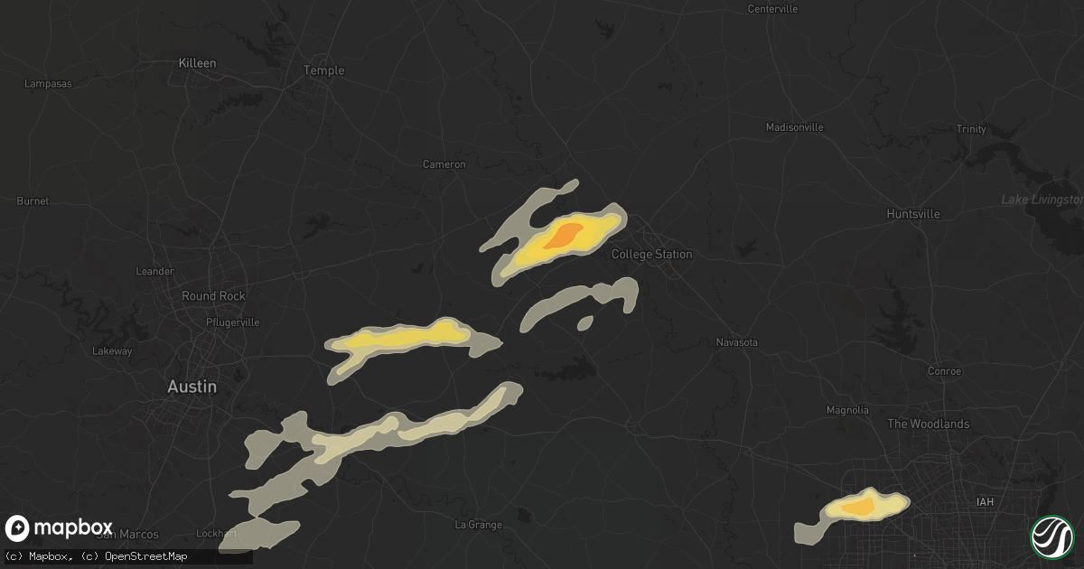 Hail map in Caldwell, TX on December 24, 2024