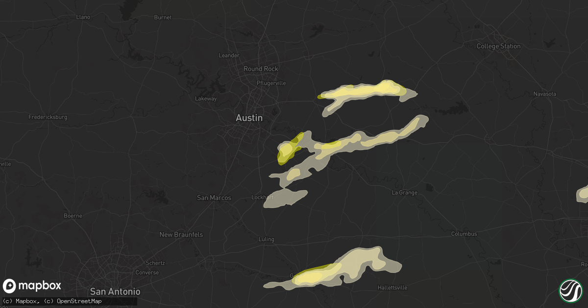 Hail map in Cedar Creek, TX on December 24, 2024