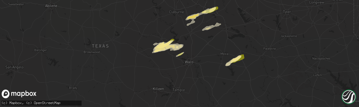 Hail map in China Spring, TX on December 24, 2024