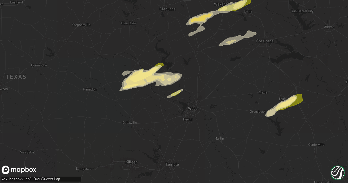 Hail map in China Spring, TX on December 24, 2024
