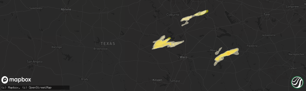 Hail map in Cranfills Gap, TX on December 24, 2024