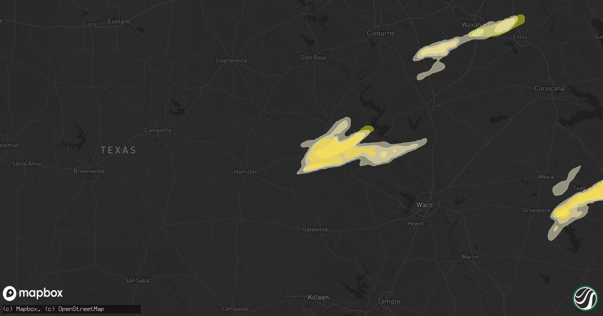 Hail map in Cranfills Gap, TX on December 24, 2024