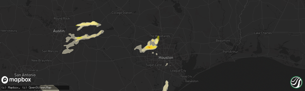 Hail map in Cypress, TX on December 24, 2024