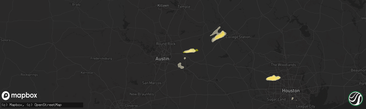 Hail map in Elgin, TX on December 24, 2024