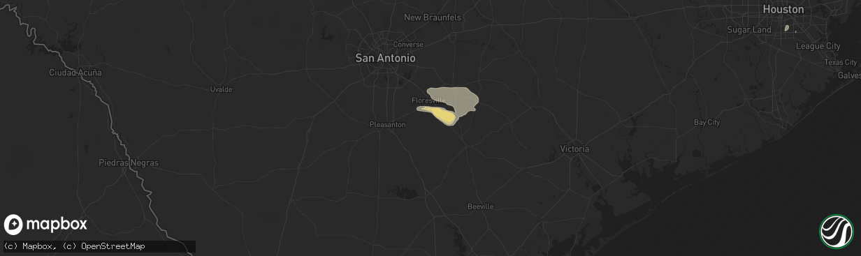 Hail map in Falls City, TX on December 24, 2024