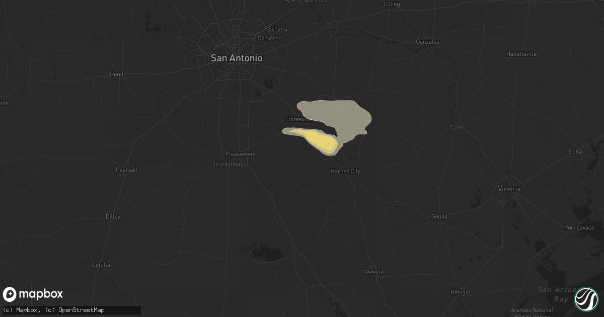Hail map in Falls City, TX on December 24, 2024