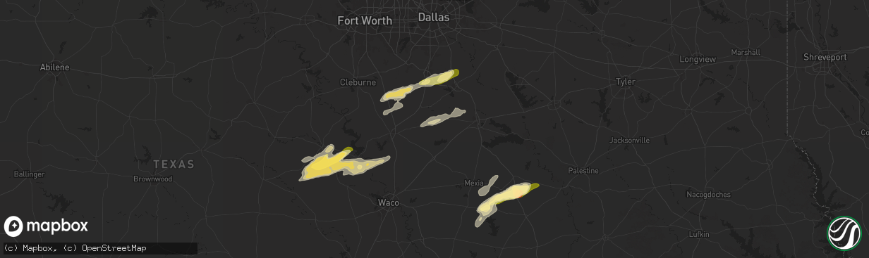 Hail map in Frost, TX on December 24, 2024