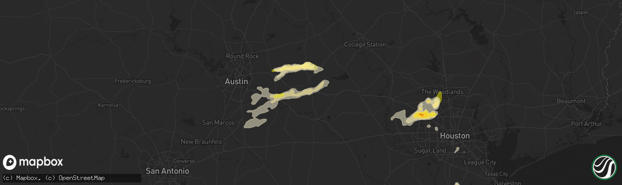 Hail map in Giddings, TX on December 24, 2024