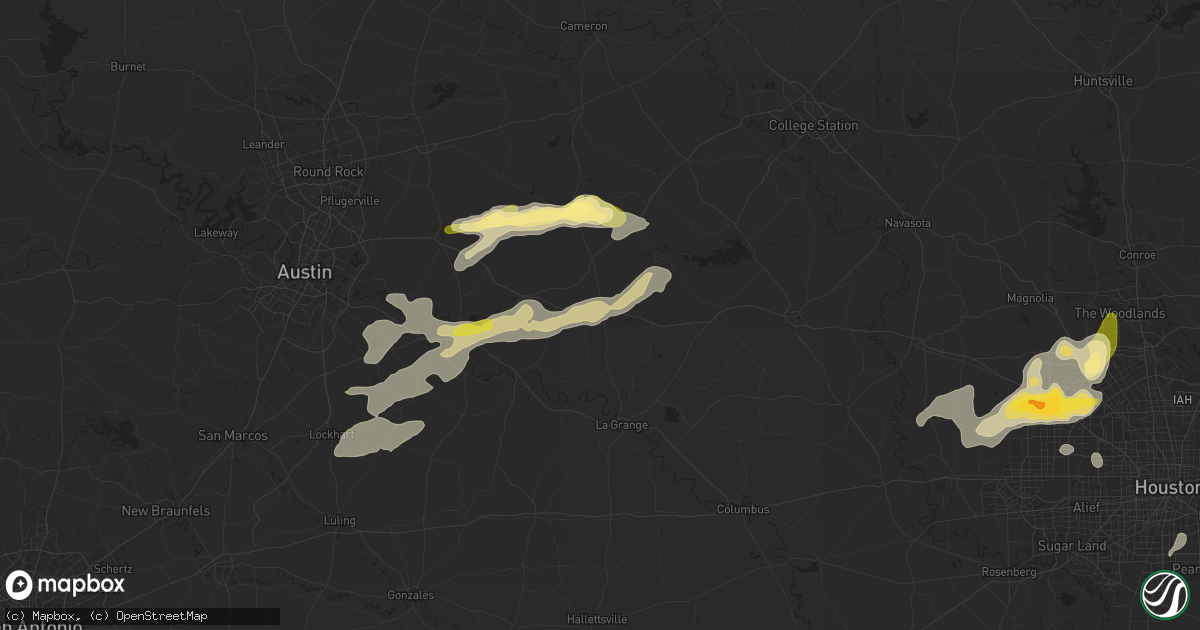Hail map in Giddings, TX on December 24, 2024