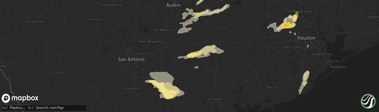 Hail map in Gonzales, TX on December 24, 2024