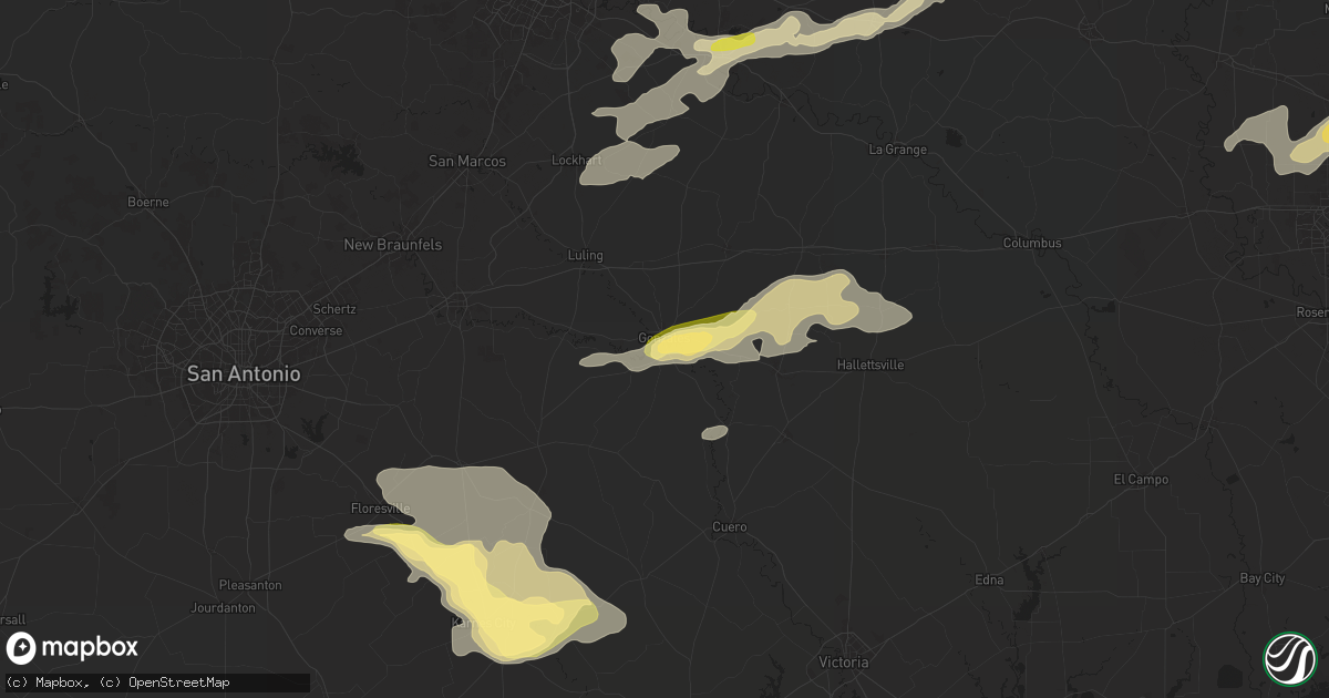 Hail map in Gonzales, TX on December 24, 2024