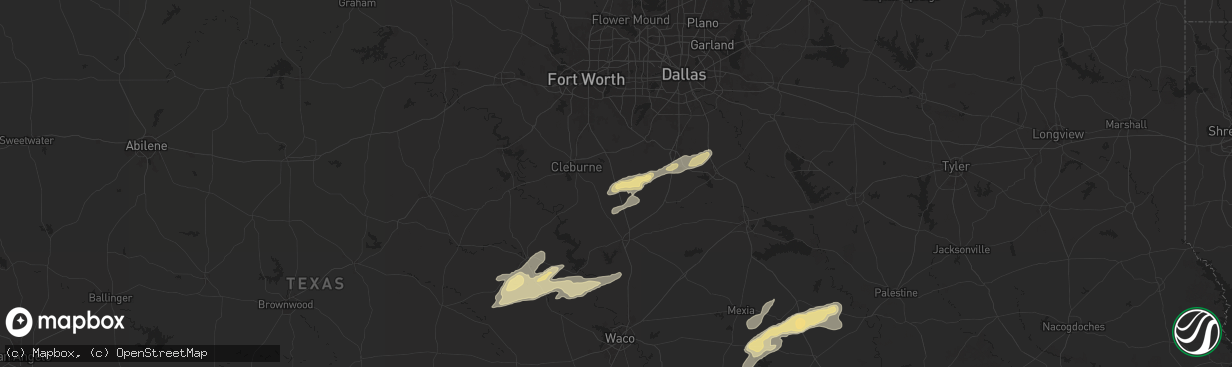 Hail map in Grandview, TX on December 24, 2024