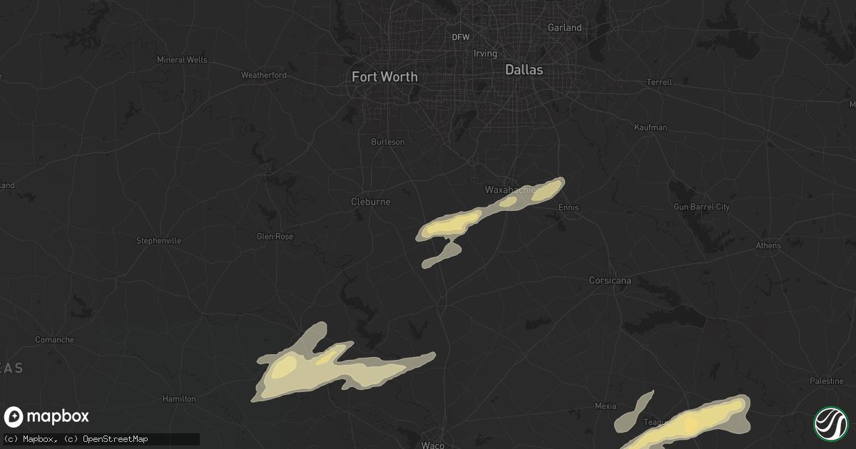Hail map in Grandview, TX on December 24, 2024