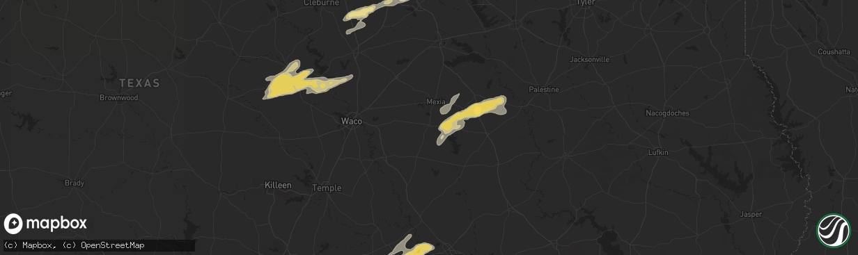 Hail map in Groesbeck, TX on December 24, 2024