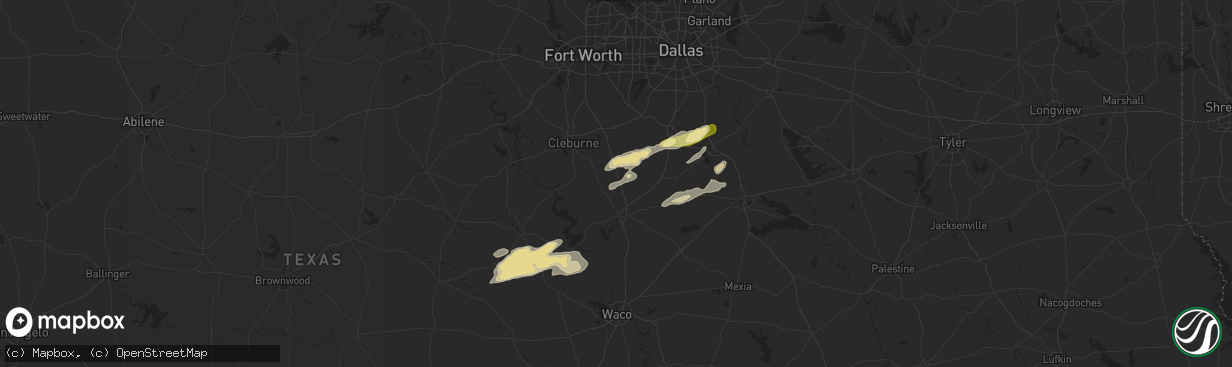 Hail map in Itasca, TX on December 24, 2024