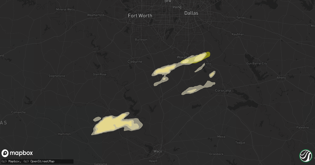 Hail map in Itasca, TX on December 24, 2024