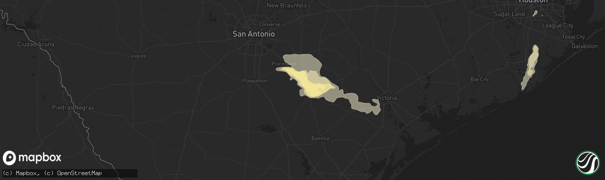 Hail map in Karnes City, TX on December 24, 2024