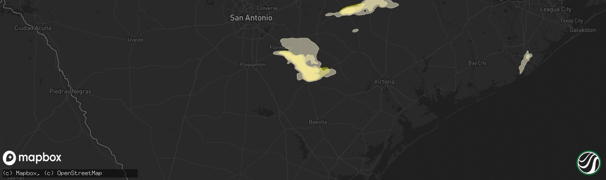 Hail map in Kenedy, TX on December 24, 2024