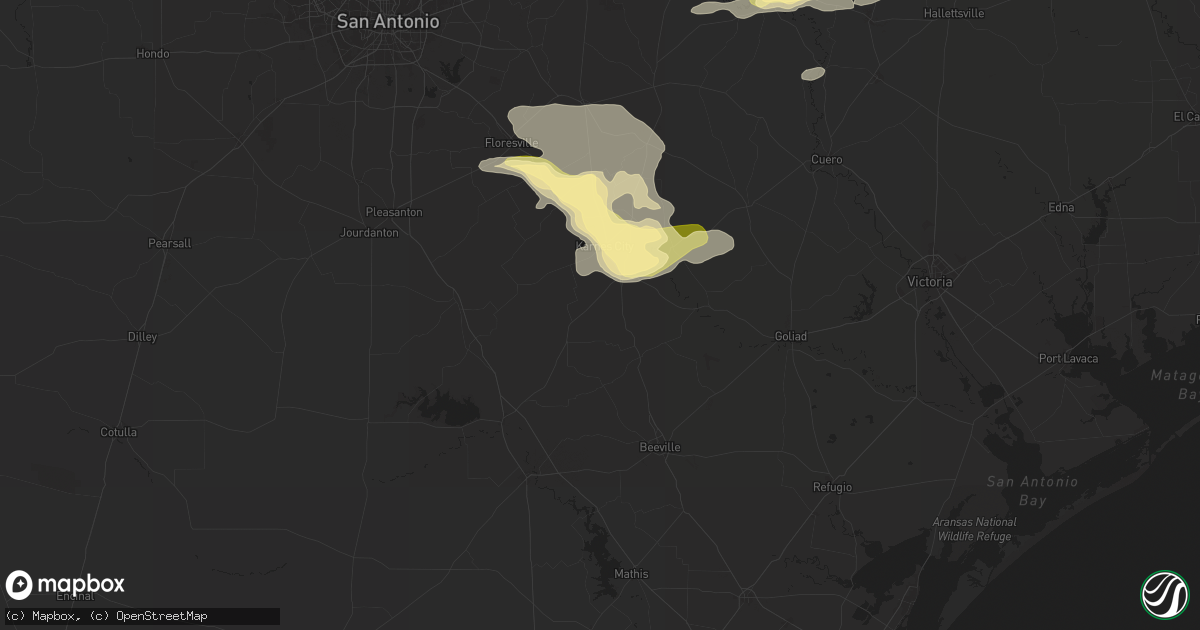Hail map in Kenedy, TX on December 24, 2024