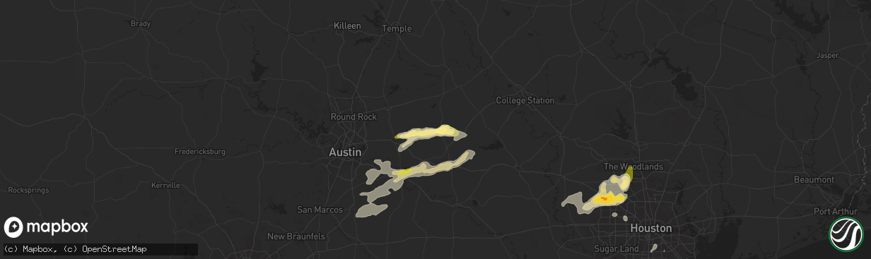 Hail map in Lexington, TX on December 24, 2024