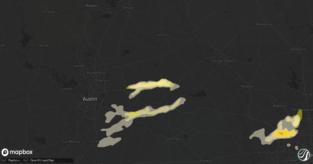 Hail map in Lexington, TX on December 24, 2024