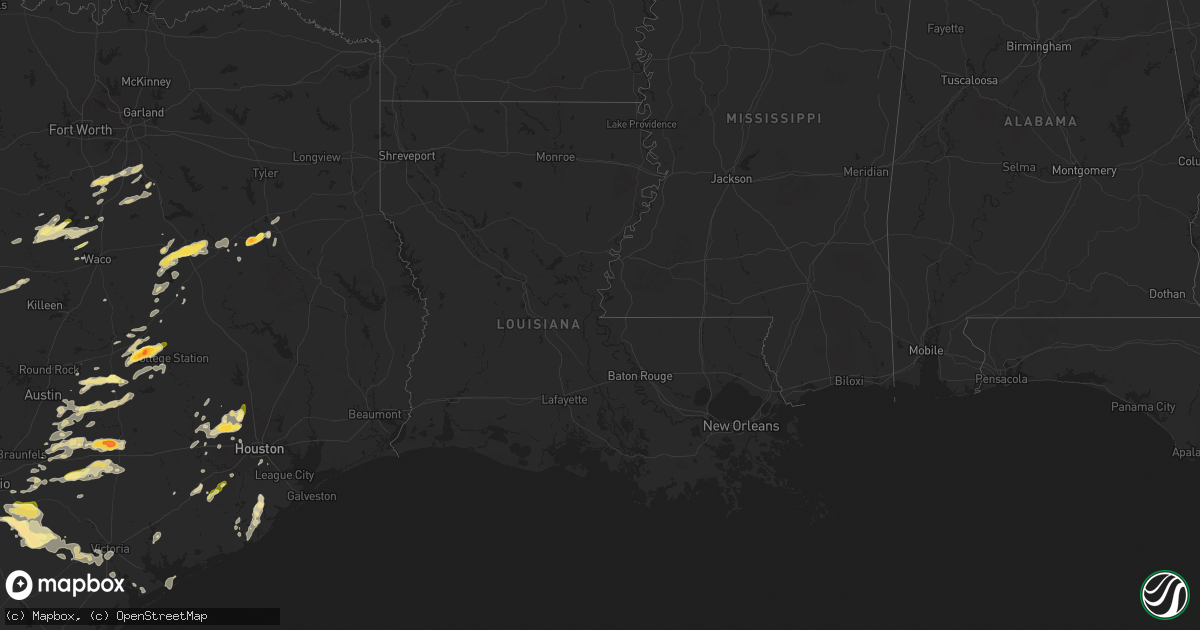 Hail map in Louisiana on December 24, 2024