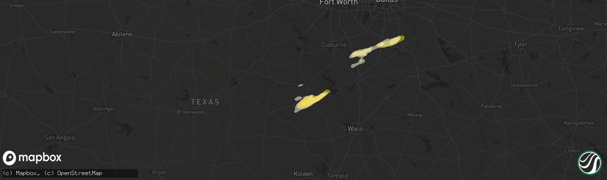 Hail map in Meridian, TX on December 24, 2024