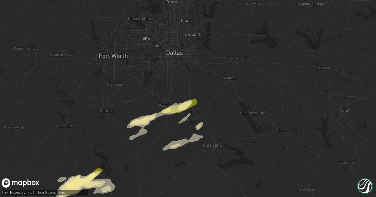 Hail map in Palmer, TX on December 24, 2024