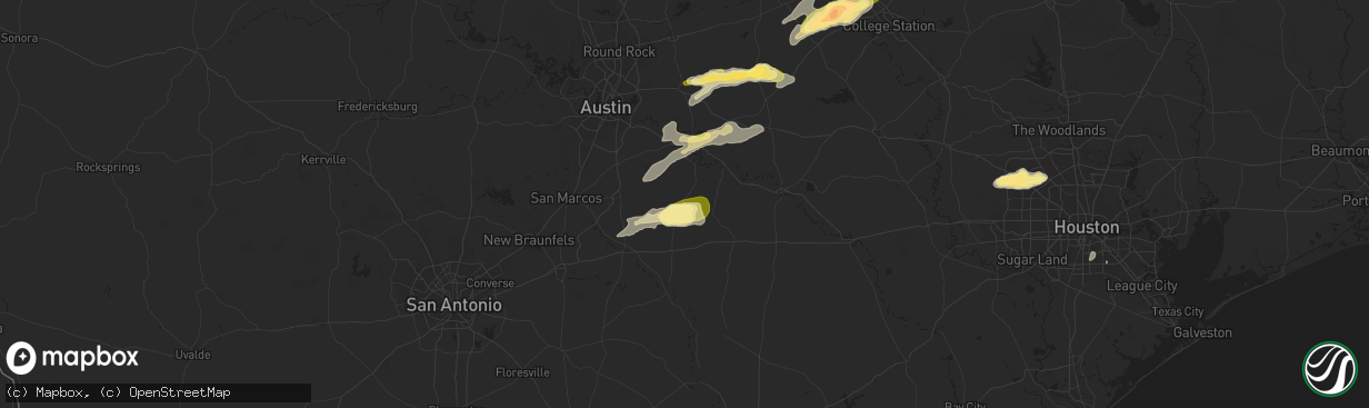 Hail map in Rosanky, TX on December 24, 2024