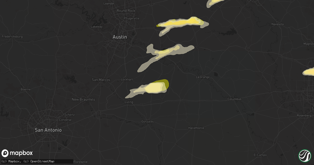Hail map in Rosanky, TX on December 24, 2024