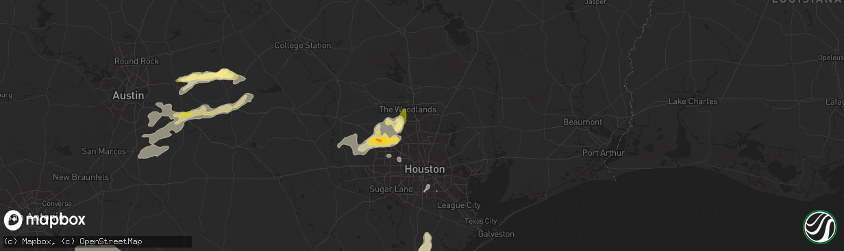 Hail map in Spring, TX on December 24, 2024