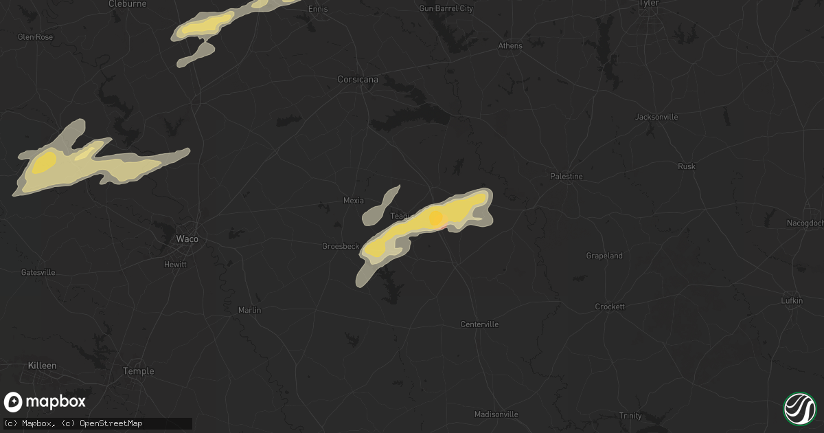 Hail map in Teague, TX on December 24, 2024