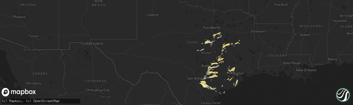 Hail map in Texas on December 24, 2024