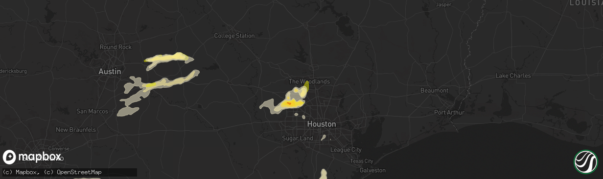 Hail map in Tomball, TX on December 24, 2024