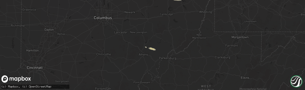 Hail map in Chesterhill, OH on December 24, 2025