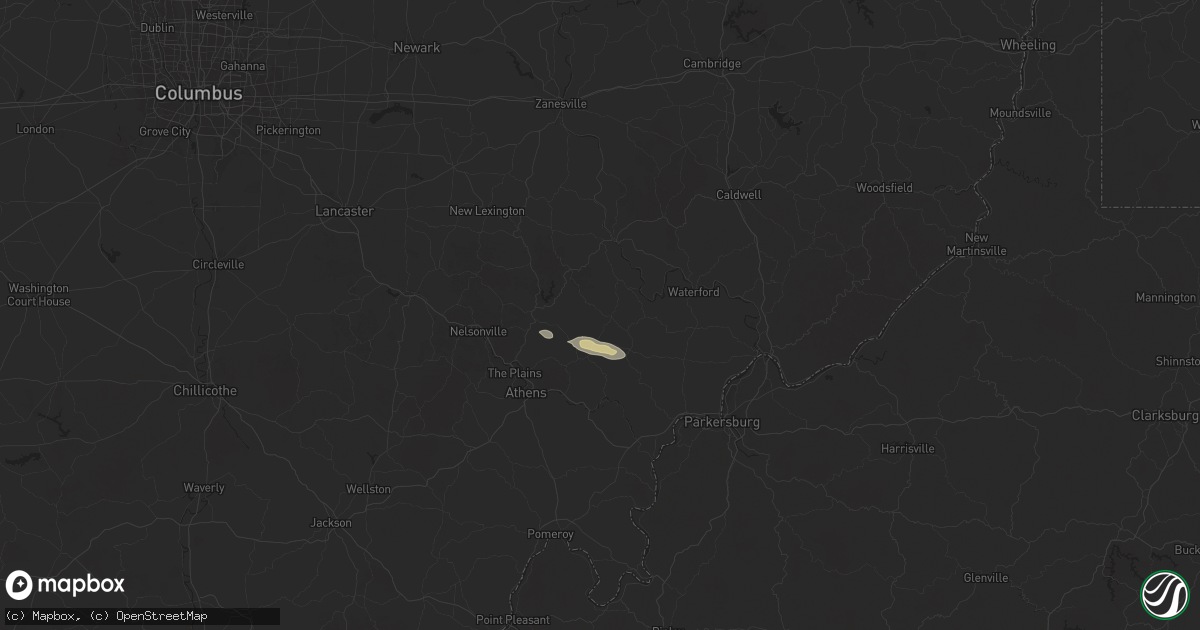 Hail map in Chesterhill, OH on December 24, 2025