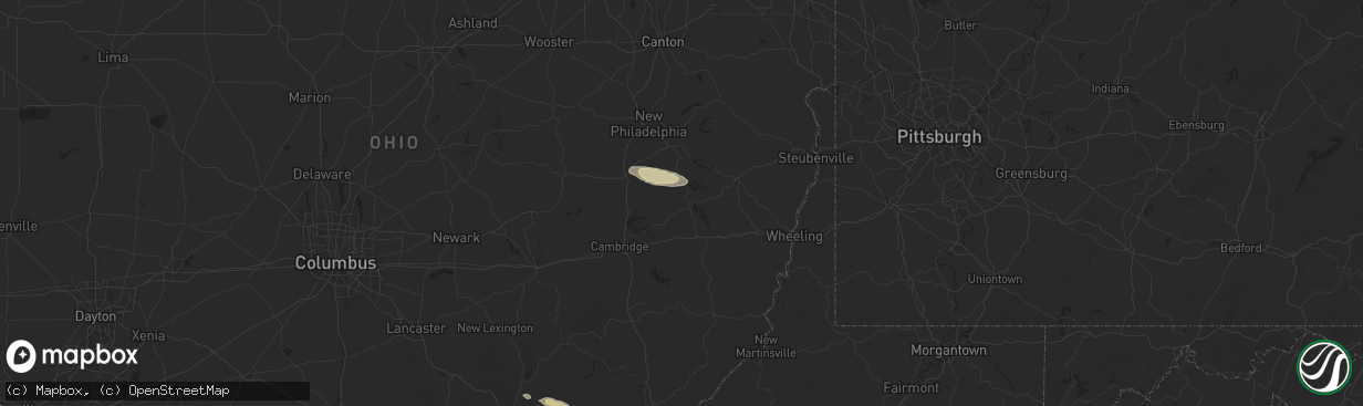 Hail map in Freeport, OH on December 24, 2025