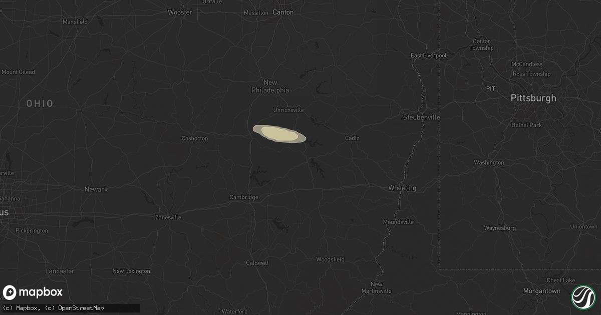 Hail map in Freeport, OH on December 24, 2025
