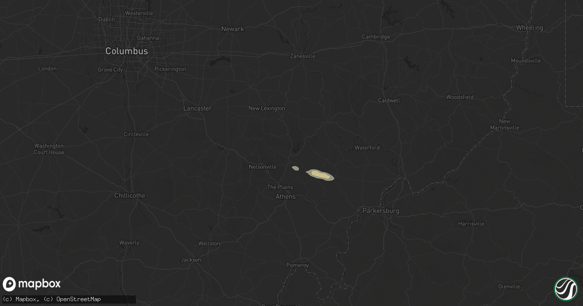 Hail map in Glouster, OH on December 24, 2025