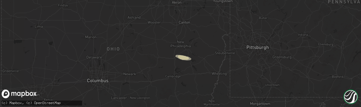 Hail map in Gnadenhutten, OH on December 24, 2025
