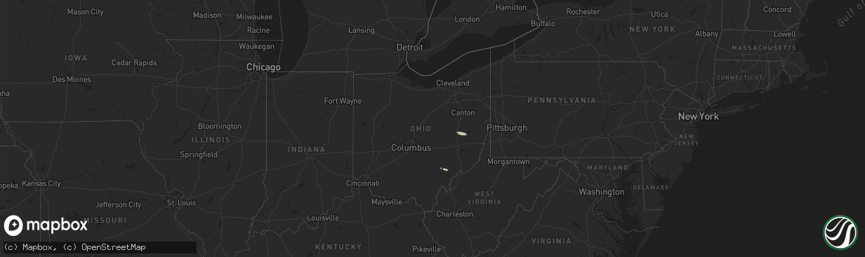 Hail map in Ohio on December 24, 2025