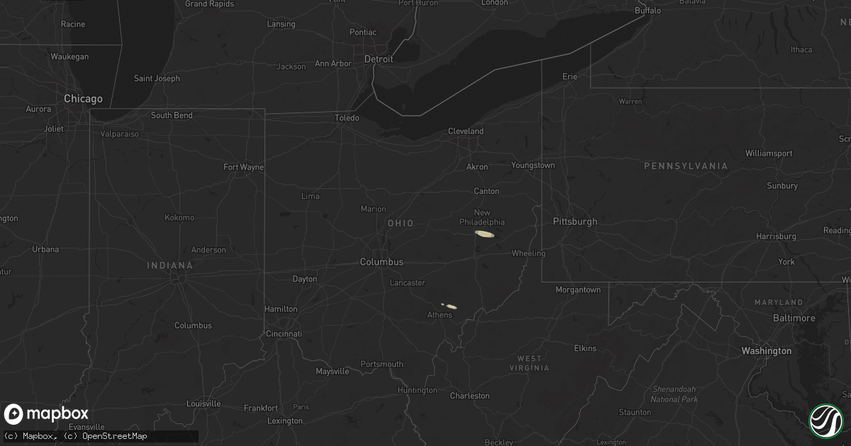 Hail map in Ohio on December 24, 2025