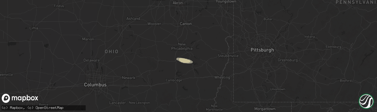 Hail map in Uhrichsville, OH on December 24, 2025