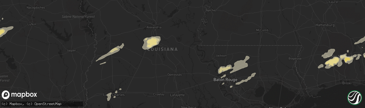 Hail map in Baton Rouge, LA on December 25, 2012